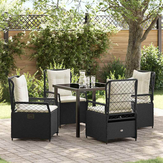 Set da Pranzo per Giardino 5 pcs Nero polyrattan - homemem39