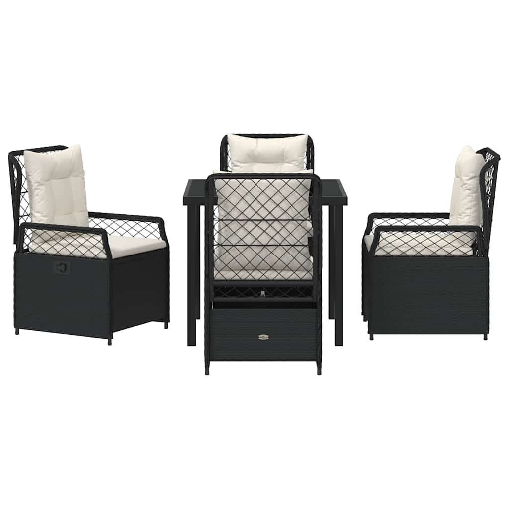 Set da Pranzo per Giardino 5 pcs Nero polyrattan - homemem39