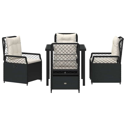Set da Pranzo per Giardino 5 pcs Nero polyrattan - homemem39