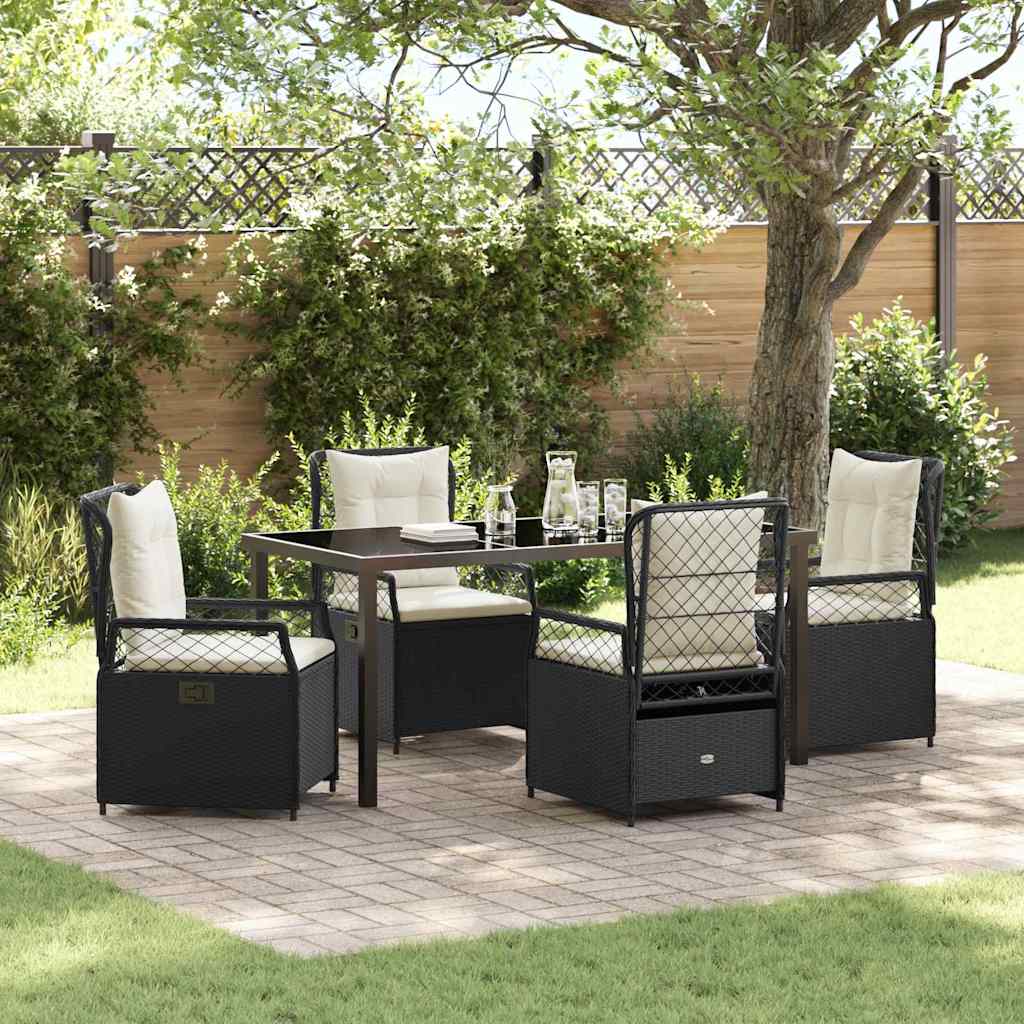 Set da Pranzo per Giardino 5 pcs Nero polyrattan - homemem39