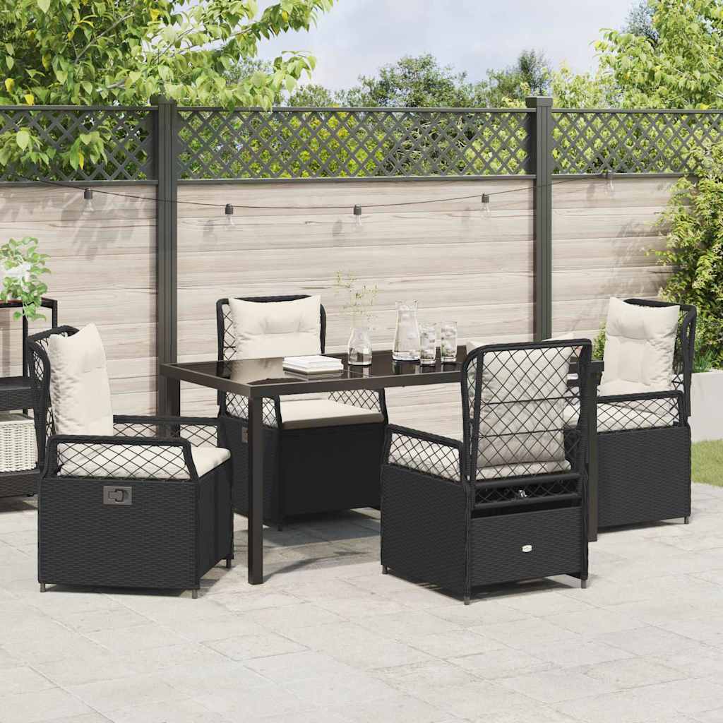 Set da Pranzo per Giardino 5 pcs Nero polyrattan - homemem39