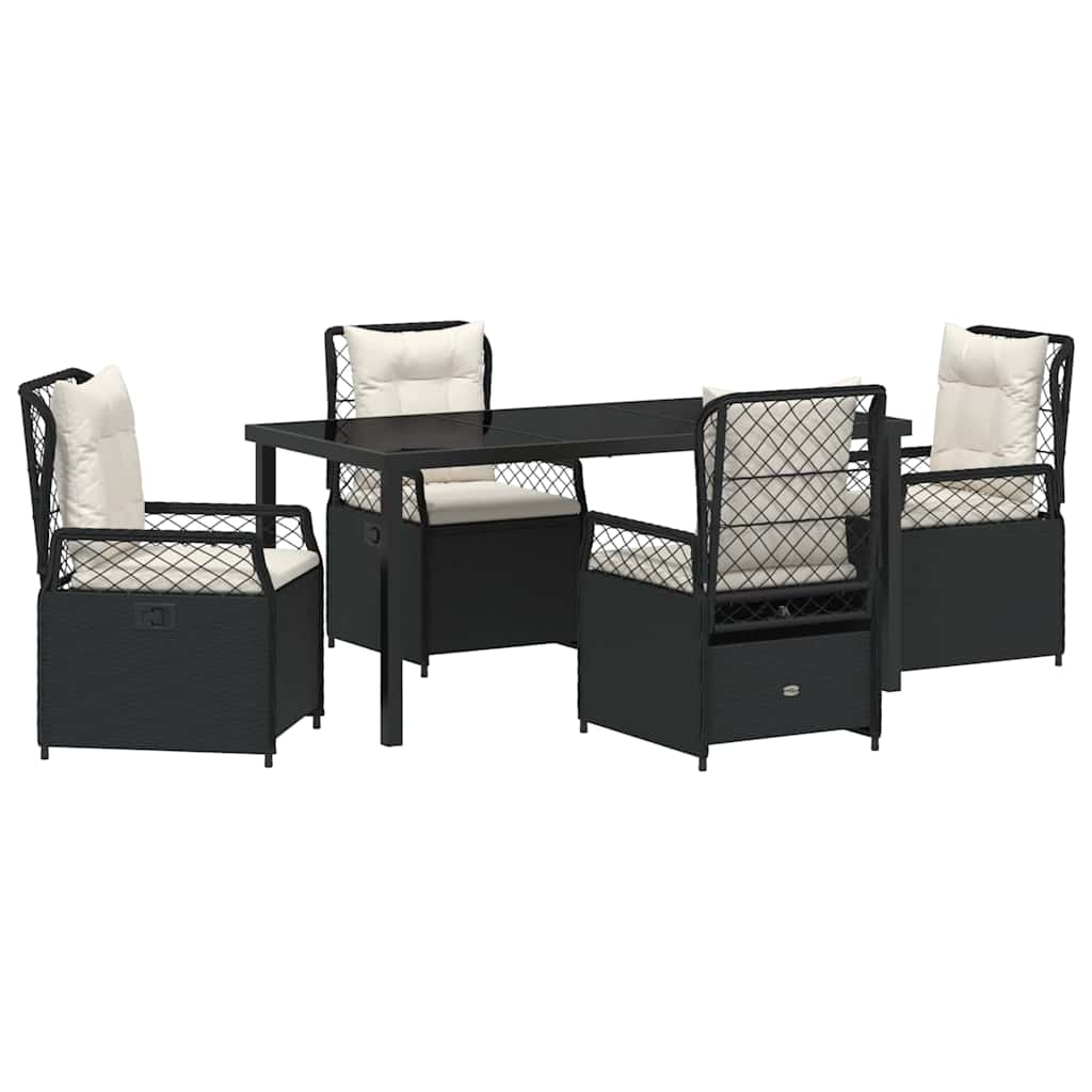 Set da Pranzo per Giardino 5 pcs Nero polyrattan - homemem39