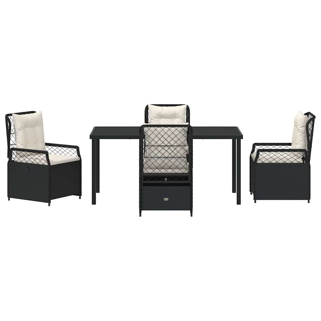 Set da Pranzo per Giardino 5 pcs Nero polyrattan - homemem39