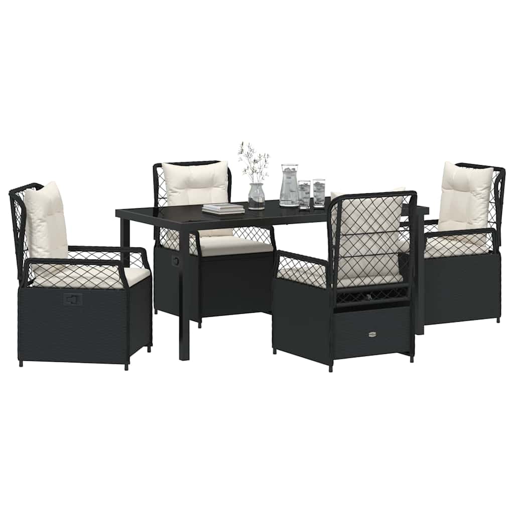Set da Pranzo per Giardino 5 pcs Nero polyrattan - homemem39
