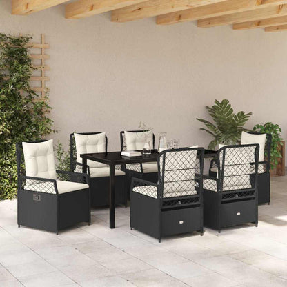 Set da Pranzo per Giardino 7 pcs Nero polyrattan - homemem39