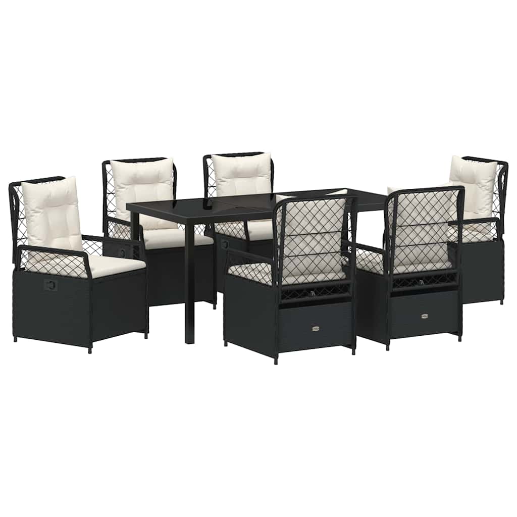 Set da Pranzo per Giardino 7 pcs Nero polyrattan - homemem39