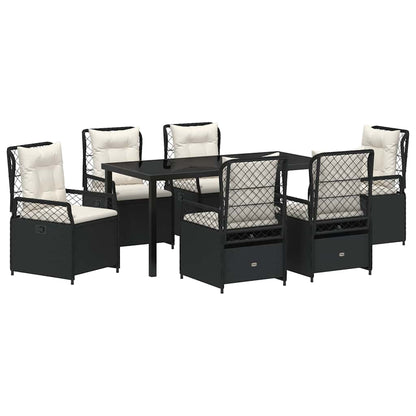 Set da Pranzo per Giardino 7 pcs Nero polyrattan - homemem39