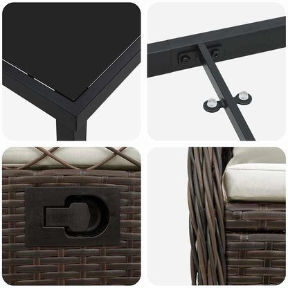 Set da Pranzo per Giardino 3 pcs Marrone polyrattan - homemem39