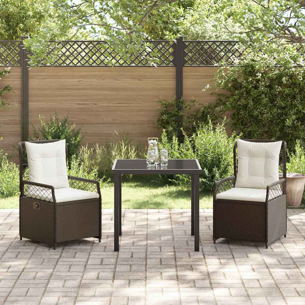 Set da Pranzo per Giardino 3 pcs Marrone polyrattan - homemem39