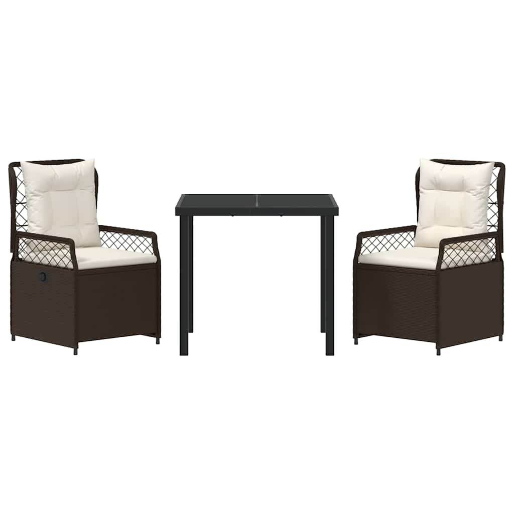 Set da Pranzo per Giardino 3 pcs Marrone polyrattan - homemem39