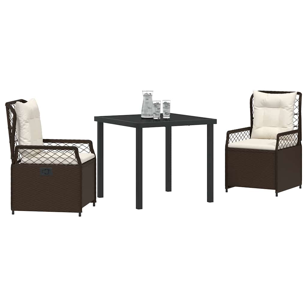 Set da Pranzo per Giardino 3 pcs Marrone polyrattan - homemem39
