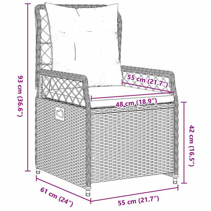 Set da Pranzo per Giardino 3 pcs Marrone polyrattan | homemem39