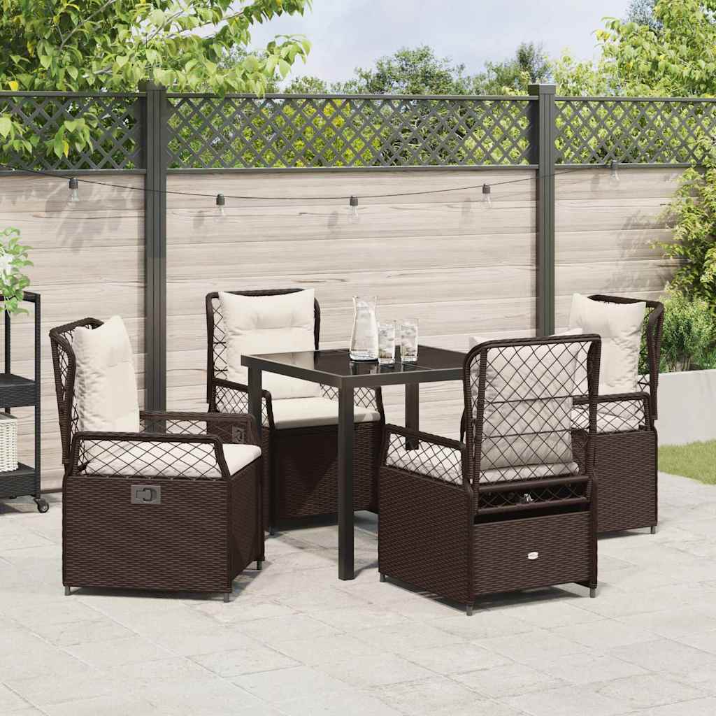 Set da Pranzo per Giardino 5 pcs Marrone polyrattan - homemem39