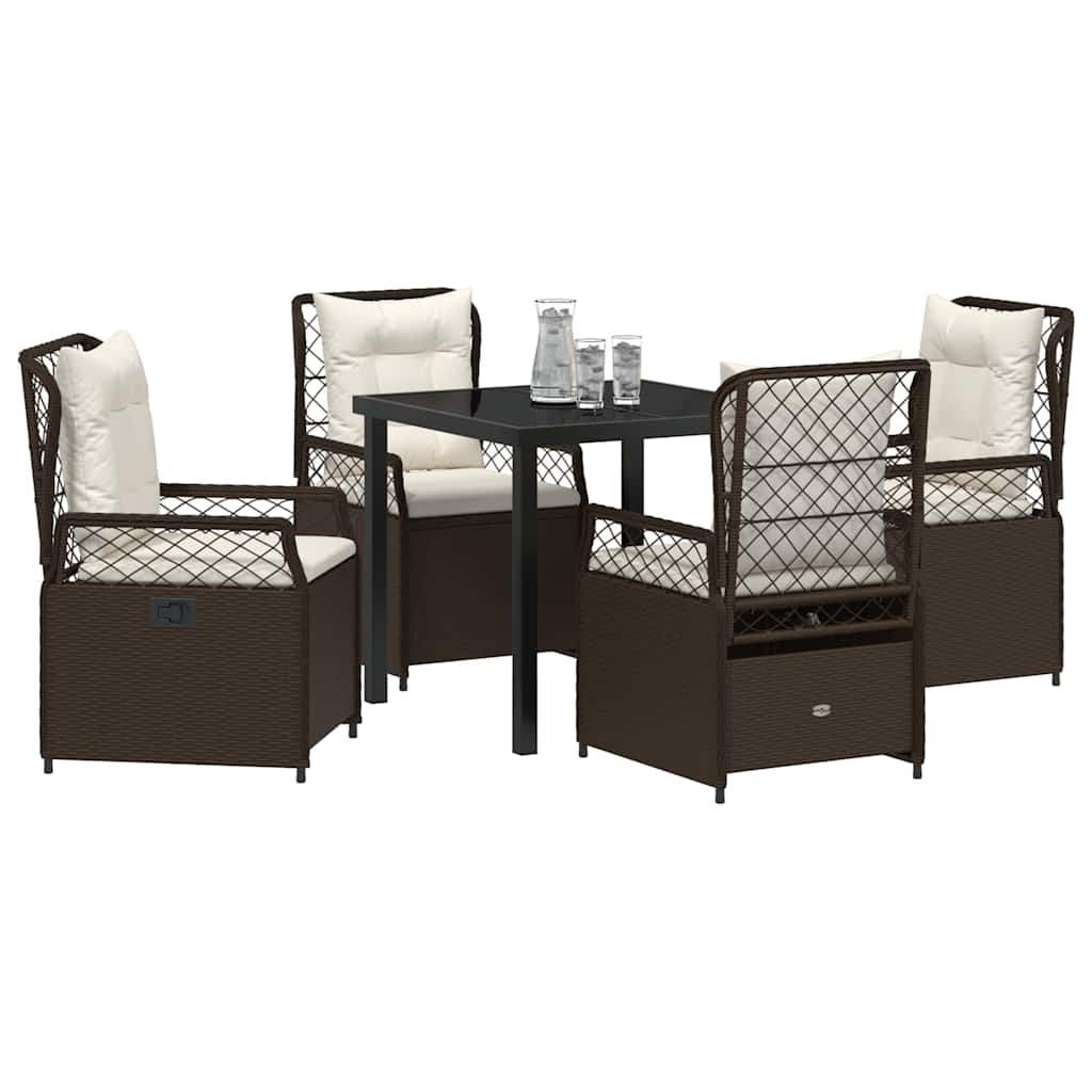 Set da Pranzo per Giardino 5 pcs Marrone polyrattan - homemem39