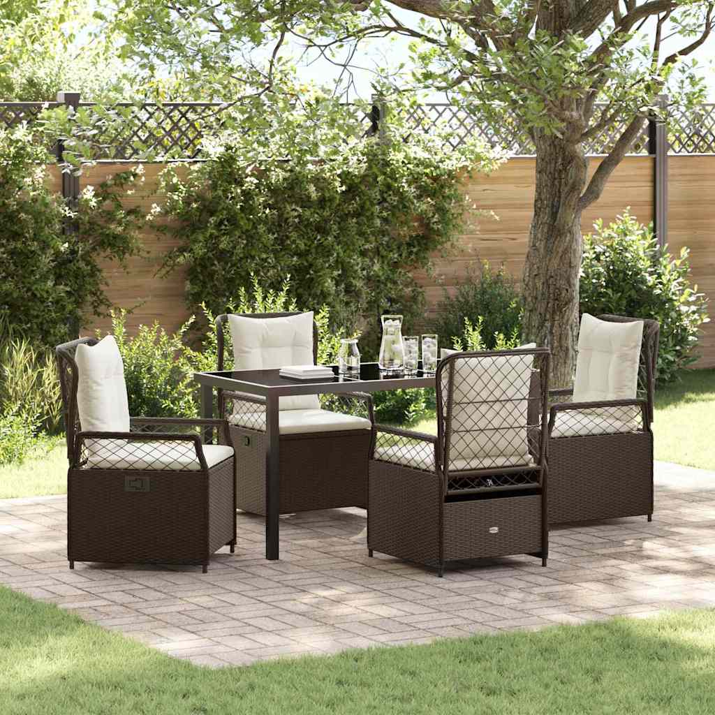 Set da Pranzo per Giardino 5 pcs Marrone polyrattan - homemem39