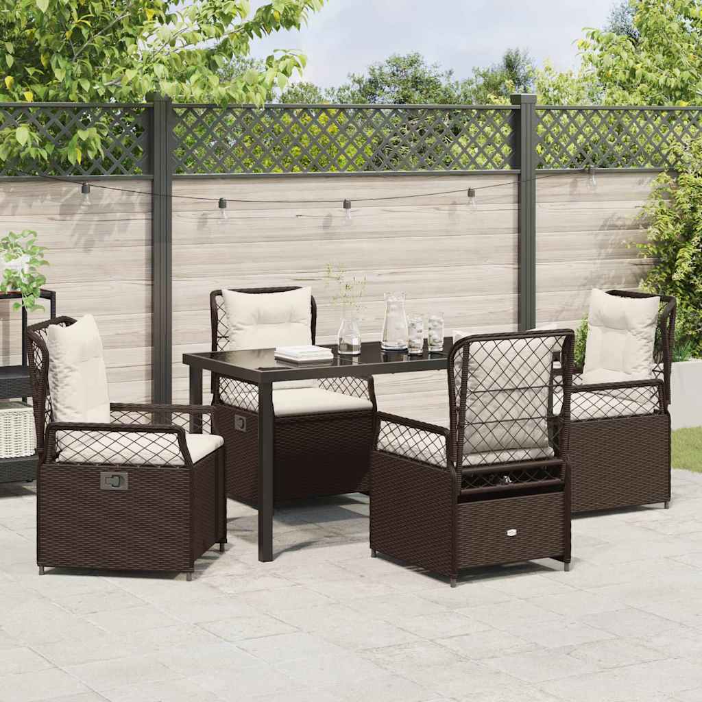 Set da Pranzo per Giardino 5 pcs Marrone polyrattan - homemem39