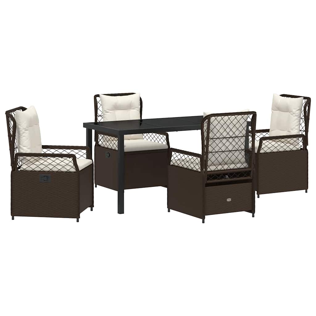 Set da Pranzo per Giardino 5 pcs Marrone polyrattan - homemem39