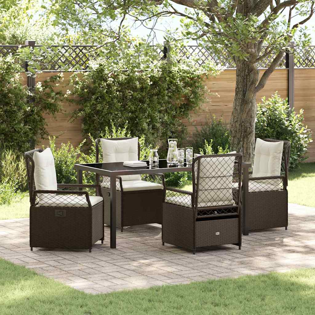 Set da Pranzo per Giardino 5 pcs Marrone polyrattan - homemem39