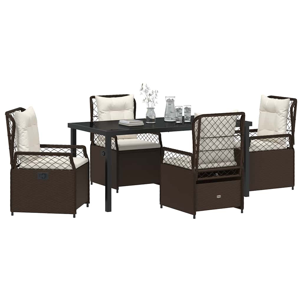 Set da Pranzo per Giardino 5 pcs Marrone polyrattan - homemem39