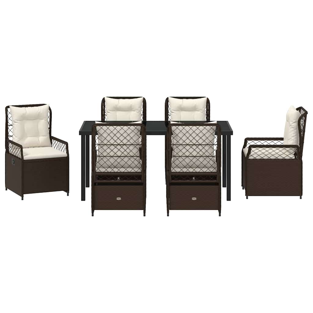 Set da Pranzo per Giardino 7 pcs Marrone polyrattan - homemem39