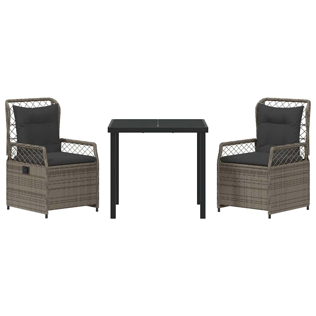 Set da Pranzo per Giardino 3 pcs Grigio polyrattan - homemem39
