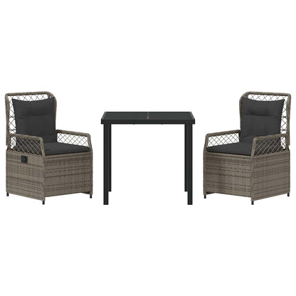 Set da Pranzo per Giardino 3 pcs Grigio polyrattan - homemem39