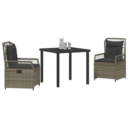 Set da Pranzo per Giardino 3 pcs Grigio polyrattan - homemem39