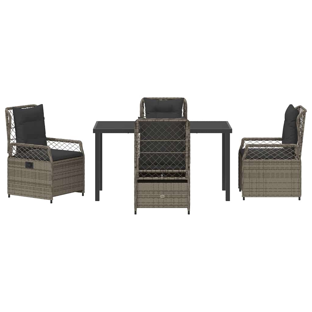 Set da Pranzo per Giardino 5 pcs Grigio polyrattan - homemem39