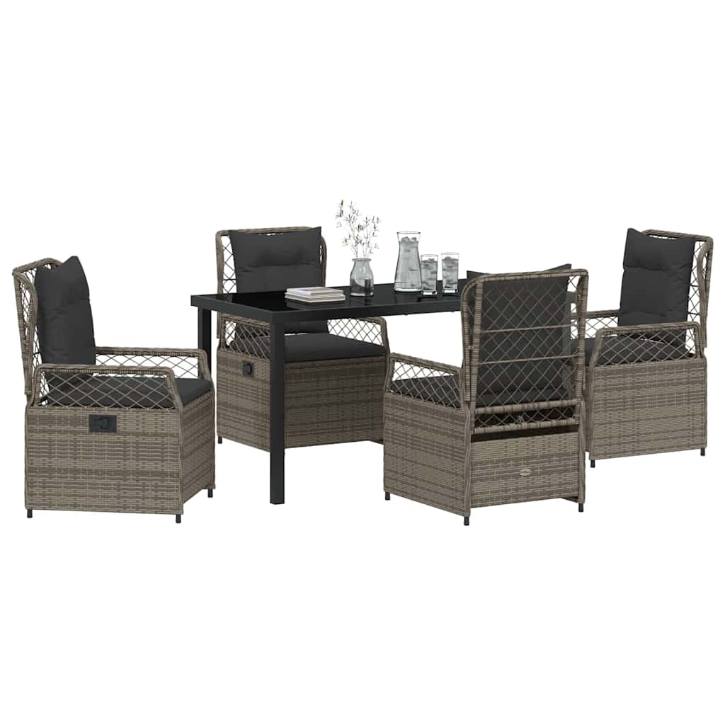 Set da Pranzo per Giardino 5 pcs Grigio polyrattan - homemem39