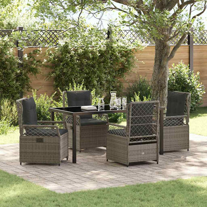 Set da Pranzo per Giardino 5 pcs Grigio polyrattan - homemem39