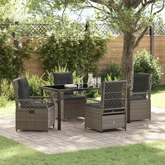 Set da Pranzo per Giardino 5 pcs Grigio polyrattan - homemem39