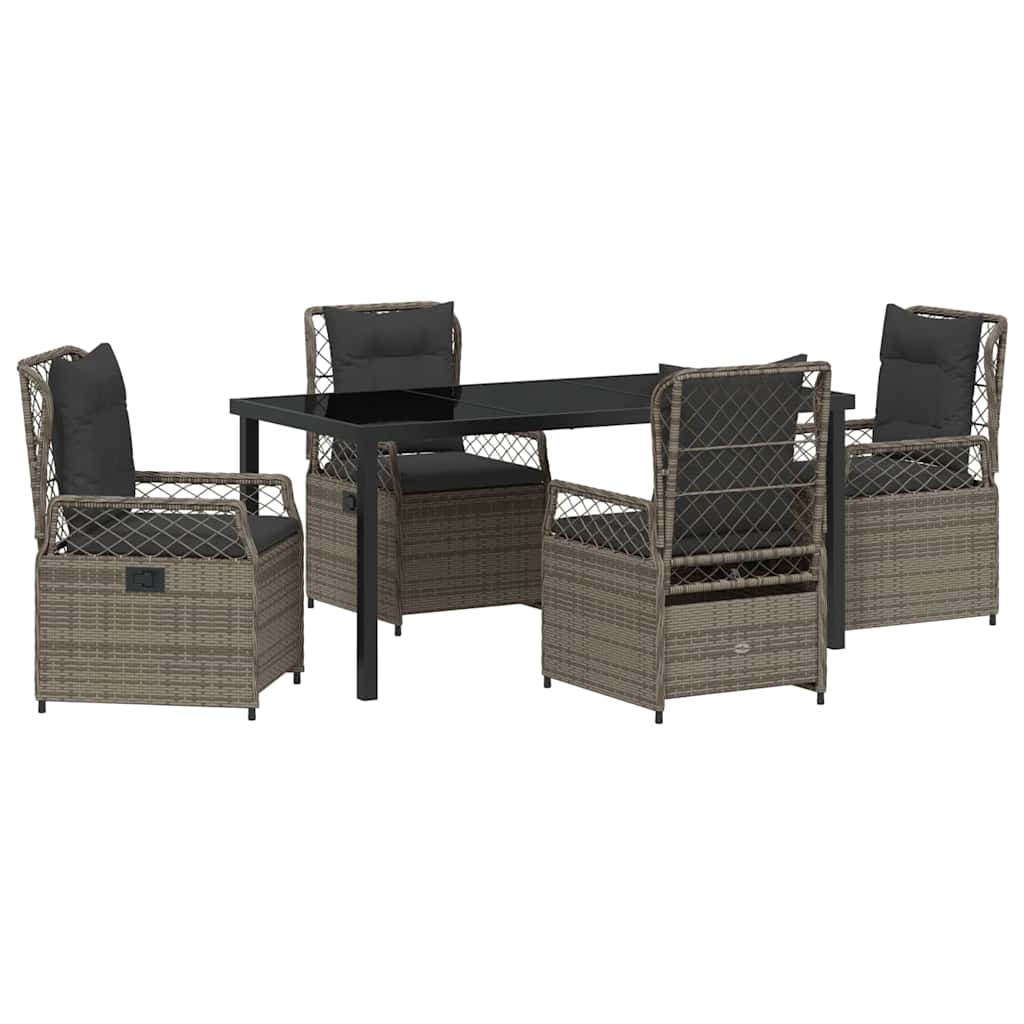 Set da Pranzo per Giardino 5 pcs Grigio polyrattan - homemem39