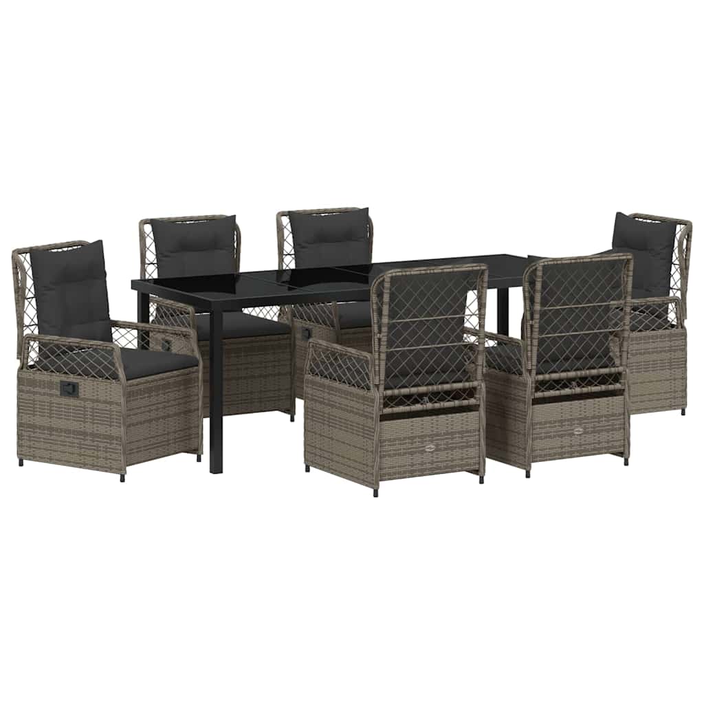 Set da Pranzo per Giardino 7 pcs Grigio polyrattan - homemem39