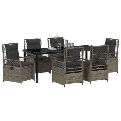 Set da Pranzo per Giardino 7 pcs Grigio polyrattan - homemem39