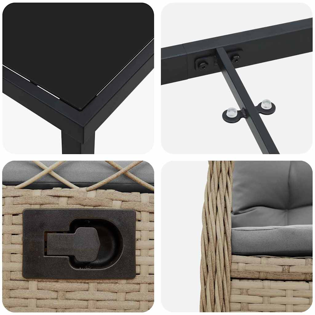 Set da Pranzo per Giardino 3 pcs Beige polyrattan - homemem39