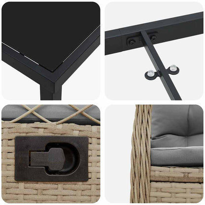 Set da Pranzo per Giardino 3 pcs Beige polyrattan - homemem39