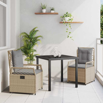 Set da Pranzo per Giardino 3 pcs Beige polyrattan - homemem39