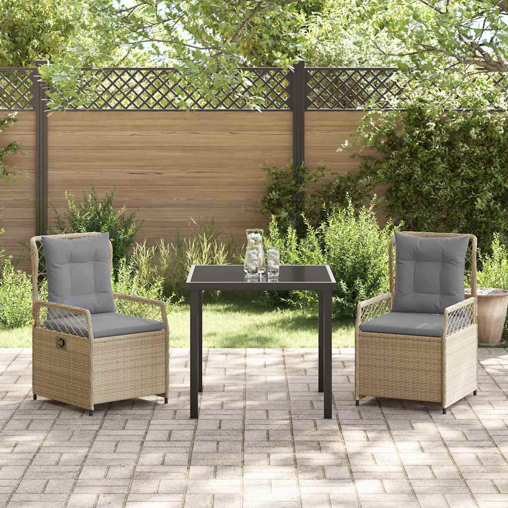 Set da Pranzo per Giardino 3 pcs Beige polyrattan - homemem39