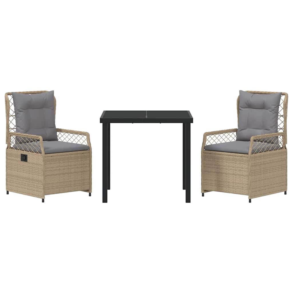 Set da Pranzo per Giardino 3 pcs Beige polyrattan - homemem39