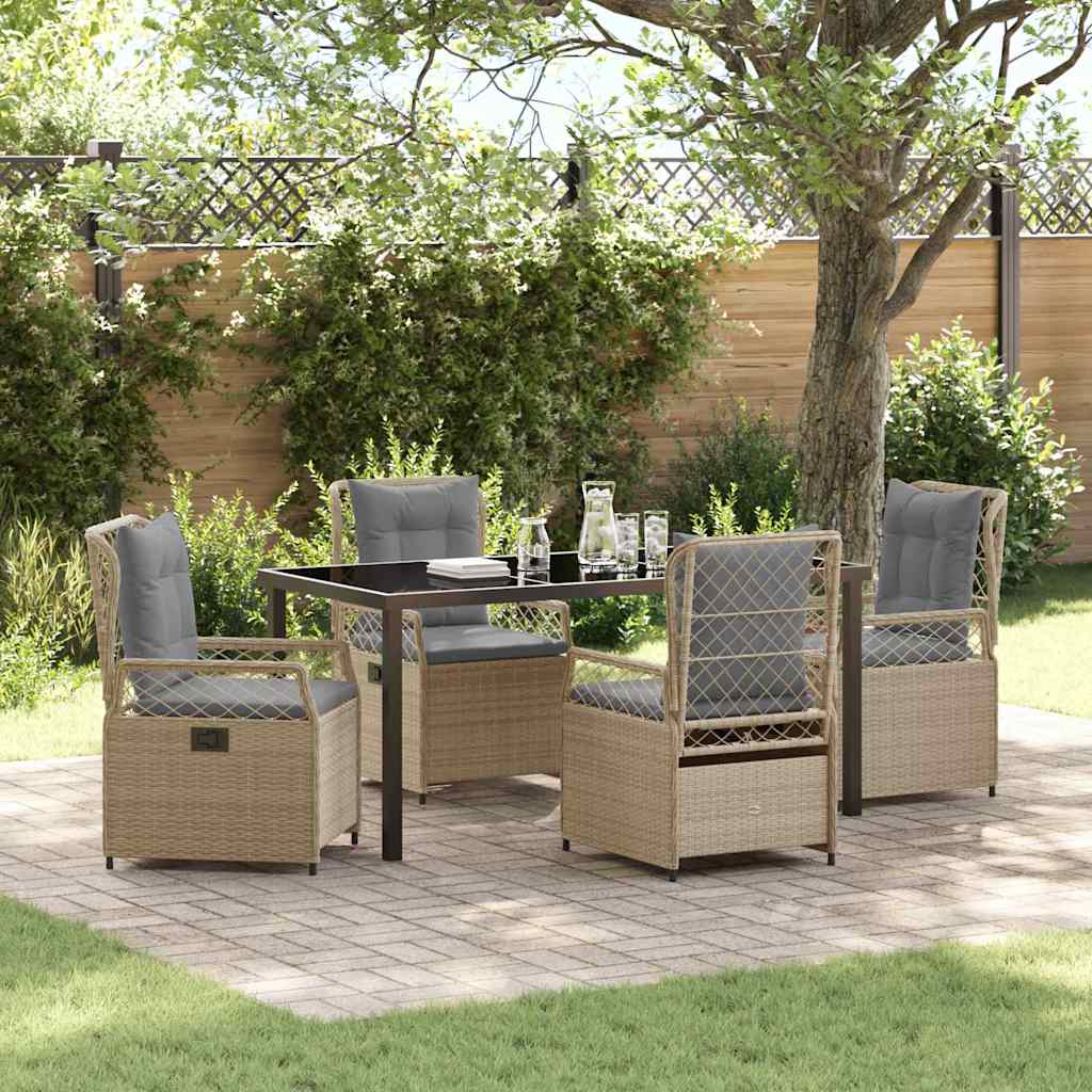 Set da Pranzo per Giardino 5 pcs Beige polyrattan - homemem39