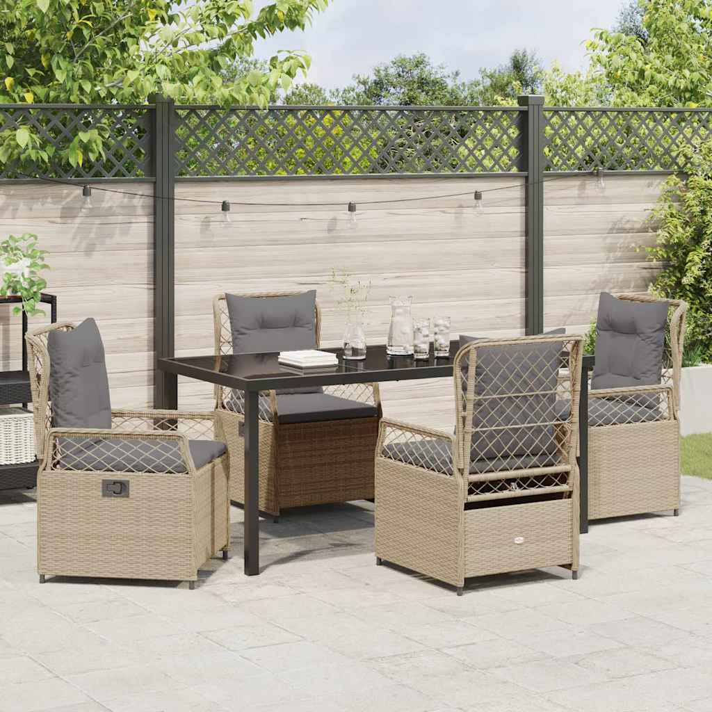 Set da Pranzo per Giardino 5 pcs Beige polyrattan - homemem39