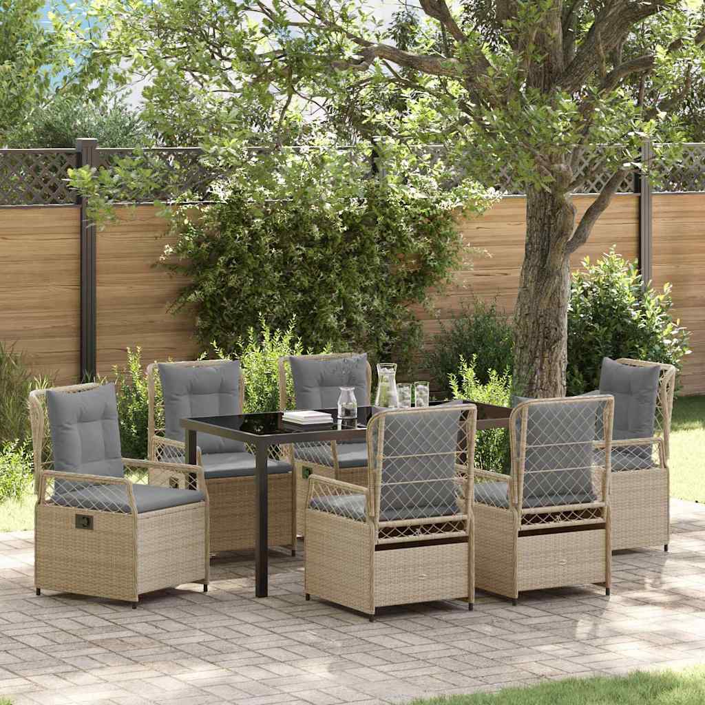 Set da Pranzo per Giardino 7 pcs Beige polyrattan - homemem39