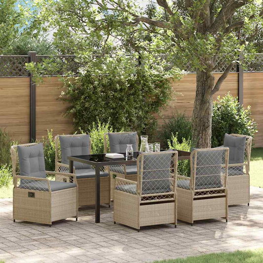 Set da Pranzo per Giardino 7 pcs Beige polyrattan - homemem39