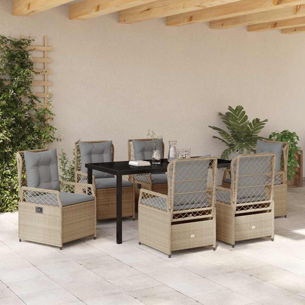 Set da Pranzo per Giardino 7 pcs Beige polyrattan - homemem39
