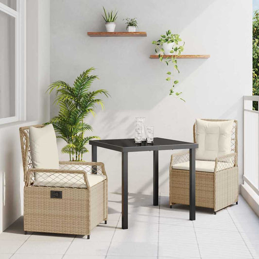 Set da Pranzo per Giardino 3 pcs Beige polyrattan - homemem39