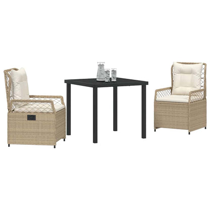 Set da Pranzo per Giardino 3 pcs Beige polyrattan - homemem39