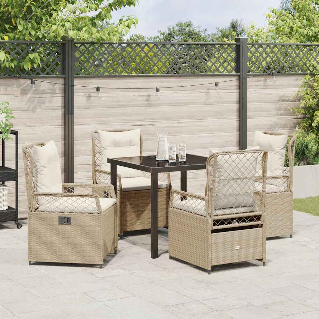 Set da Pranzo per Giardino 5 pcs Beige polyrattan - homemem39