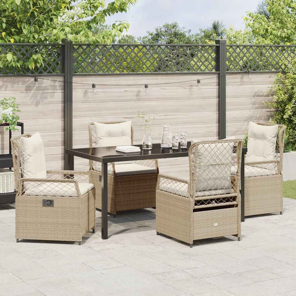 Set da Pranzo per Giardino 5 pcs Beige polyrattan - homemem39