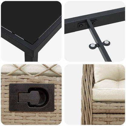 Set da Pranzo per Giardino 7 pcs Beige polyrattan - homemem39