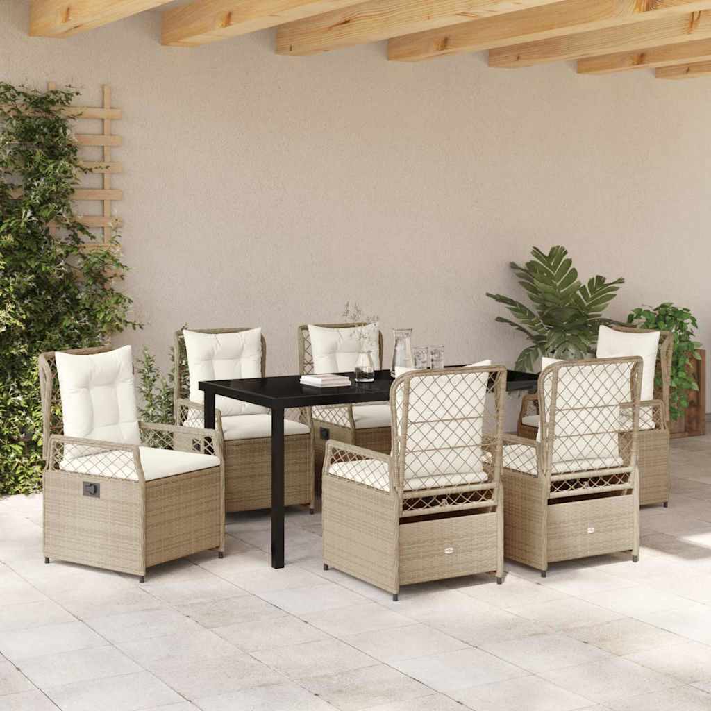 Set da Pranzo per Giardino 7 pcs Beige polyrattan - homemem39